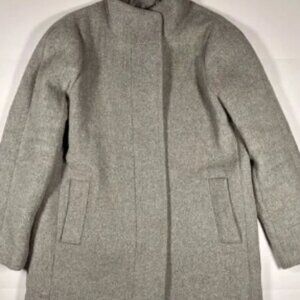 J. Crew Wool Blend Lined Stand Collar Full Zip Preppy City Coat Grey Size 14 EUC